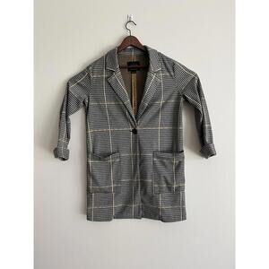 Sanctuary City Houndstooth Long Blazer Jacket Duster Knit Women Sz S